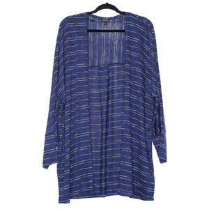 Torrid Blue Open‎ Front Cardigan Size 2X Multicolor Striped Rainbow Long Sleeve